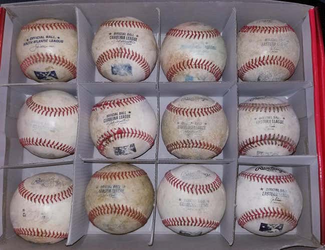 Game Used Major and Minor League Rawlings Baseballs 12 Pack