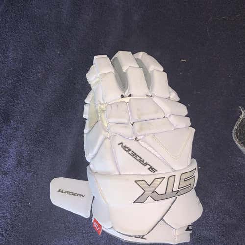 White New Player STX Surgeon 700 12" Lacrosse Gloves