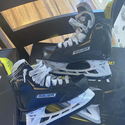 Used Bauer Supreme S29 Size 3.5 Hockey Skates With Upgraded Blades