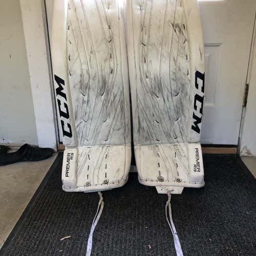 White Used 34" CCM Premier R1.9  Goalie Leg Pads