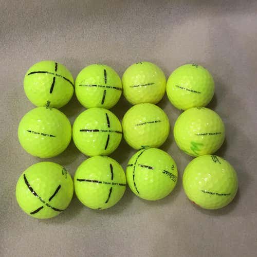 Yellow Used Titleist Mix Of 12 Golf Balls