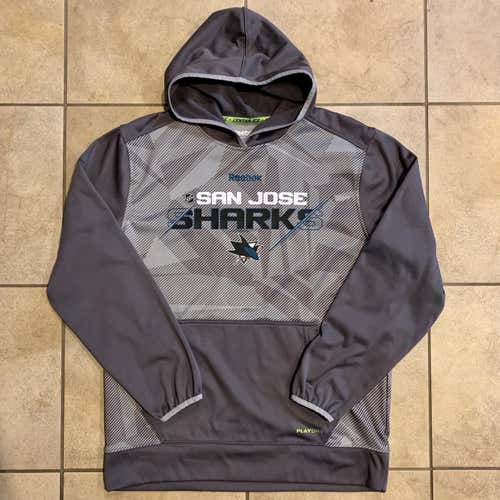 Reebok San Jose Sharks Center Ice Playdry Hoodie Sz M