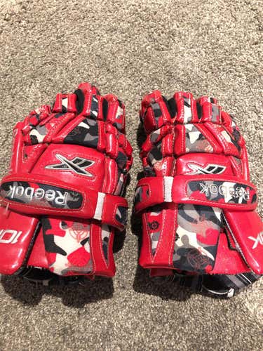 Red Used Player Reebok 10K 12" Lacrosse Gloves
