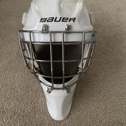White Used Bauer Profile 960XPM Pro Stock Goalie Mask