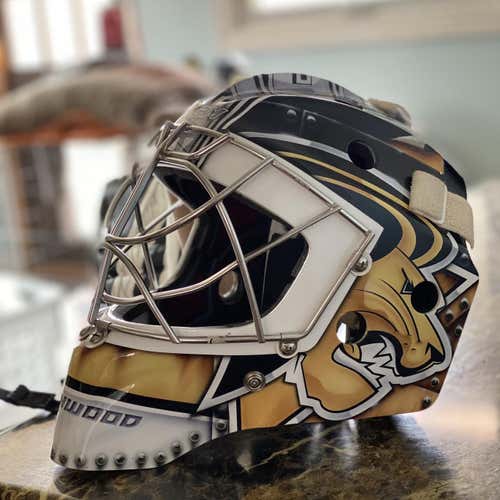 Black Used CCM GF Pro Pro Stock Goalie Mask