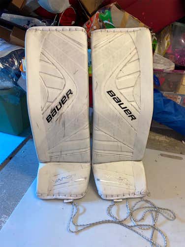 Lightly Used 34+1 (Medium) White Bauer Vapor 1X OD1N Goalie Leg Pads
