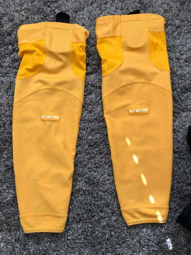 Yellow Used Senior Large CCM Socks Pro Stock