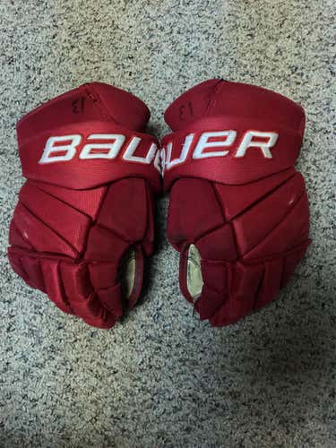 Red Used Bauer Vapor Pro Team 14" Pro Stock Gloves