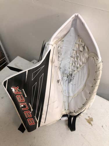 White, Black, and Red Senior Used Bauer Regular Supreme 1S Glove