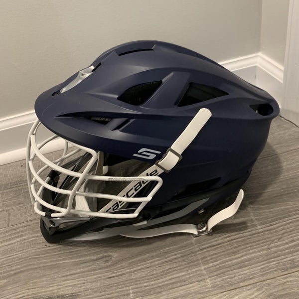 Brand New, Matte Navy S Helmet w/ Pearl White Cage