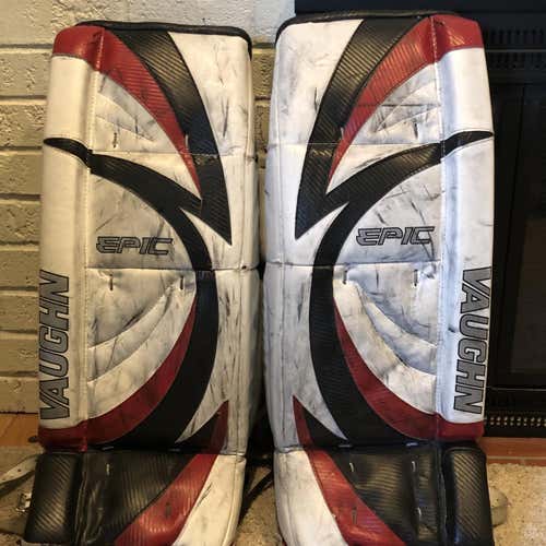Red Used 27" Vaughn Epic Goalie Leg Pads