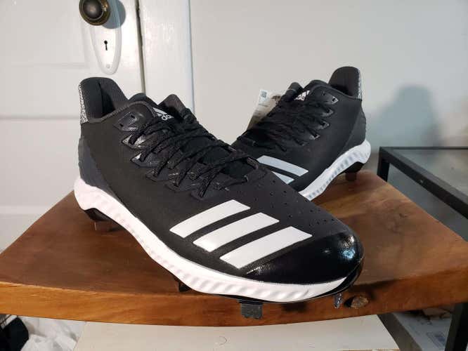 Adidas Icon Bounce Low Metal Spikes Baseball Cleats Black/White