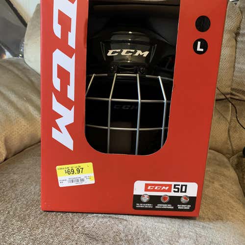 Black New Large CCM 50 Combo  Helmet