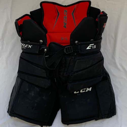 Black Junior Used Large CCM Extreme Flex E1.5 Hockey Goalie Pants