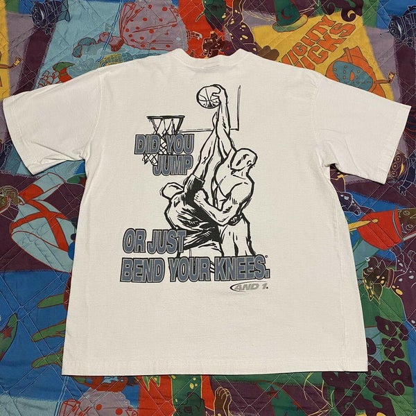 AND1 Basketball T Shirt Adult M L White Ball Vintage 90s USA Funny Dunk