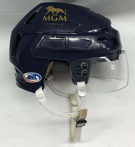 CCM VECTOR V08 PRO STOCK HOCKEY HELMET NAVY BLUE MEDIUM AHL SPRINGFIELD THUNDERBIRDS #27 (6579)