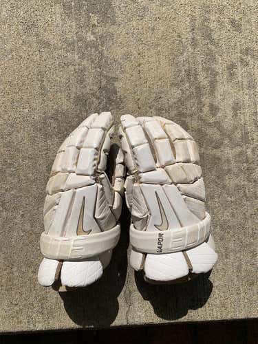 White Used Nike Vapor Elite 12" Lacrosse Gloves