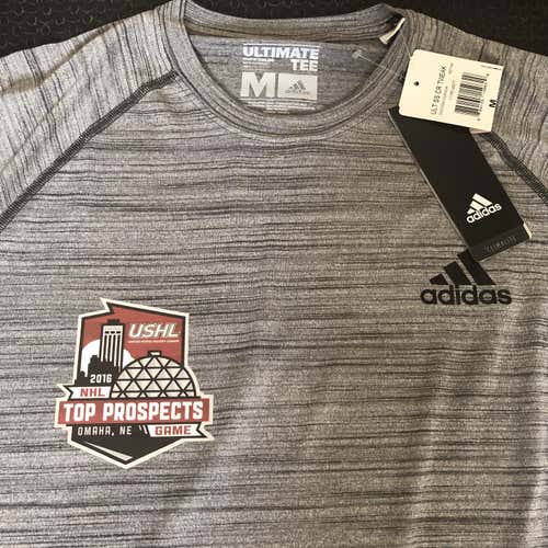 NEW Adidas Gray USHL NHL Top Prospects Game Workout T Shirt Medium