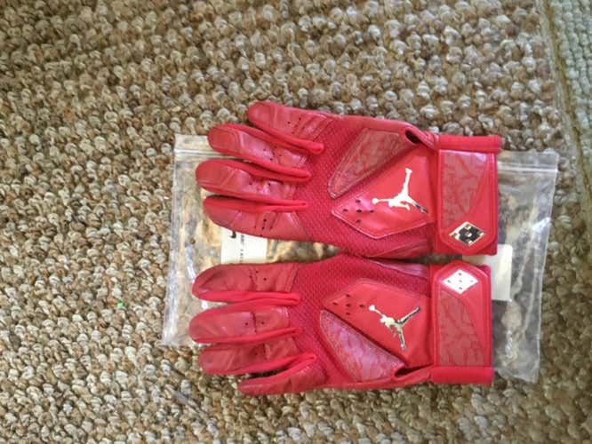 Red Used Large Air Jordan PGB290 Batting Gloves