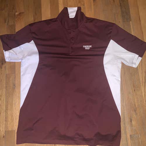 Men’s XL Maroon And White Fordham Prep Collared Shirt