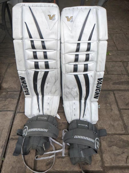 White Used Intermediate 30" Vaughn Velocity V6 Goalie Leg Pads