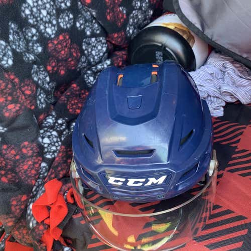 Blue Used Small CCM Tacks 710 Pro Stock Helmet