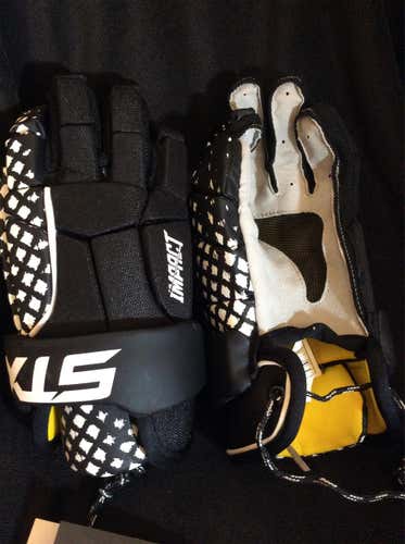 Black New Player STX Impact 13" Lacrosse Gloves