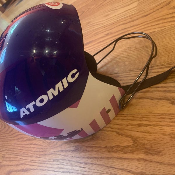 Blue Unisex Large Atomic Mikaela Shiffrin Race Helmet With Chinbar FIS Legal