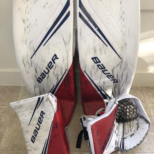 White Used 35" Regular 2X Pro Stock Goalie Full Set