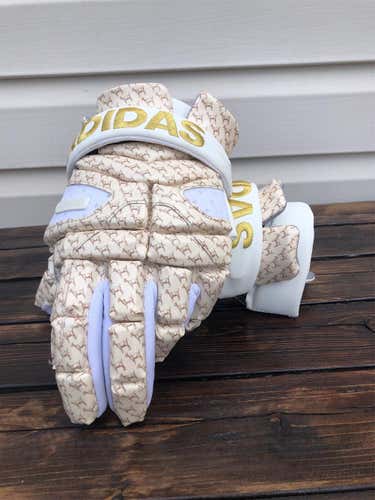 White Used Adidas 13" Lacrosse Gloves
