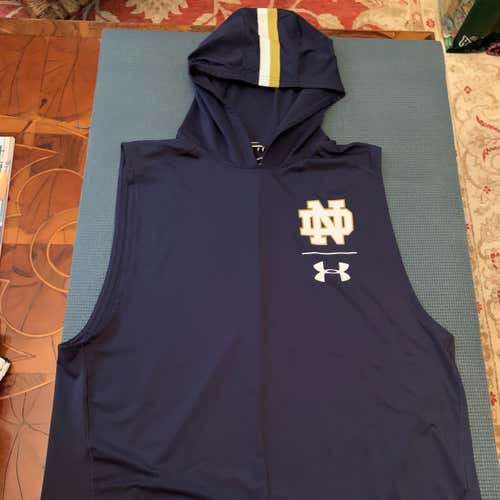 Notre Dame Team Issued Sleeveless Blue Hoodie (Size XL)