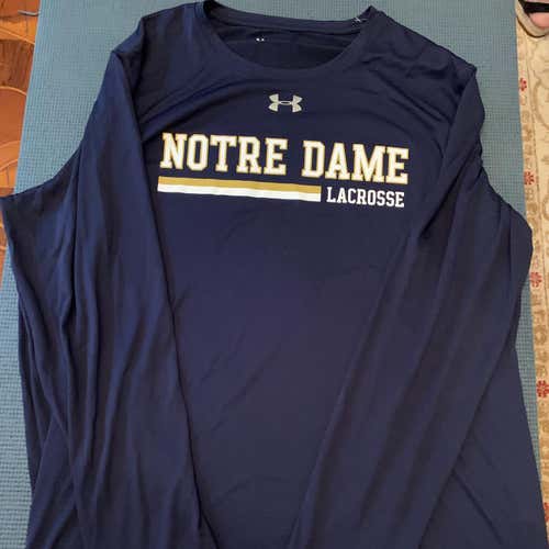 Notre Dame Team Issued Blue Long-Sleeved T-Shirt (#28)