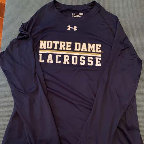 Notre Dame Lacrosse Team Issued Blue Long Sleeve T-Shirt (Size L)