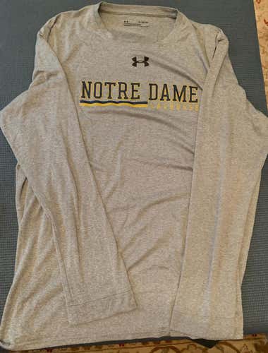 Notre Dame Team Issued Long Sleeve Gray T-Shirt (#28)