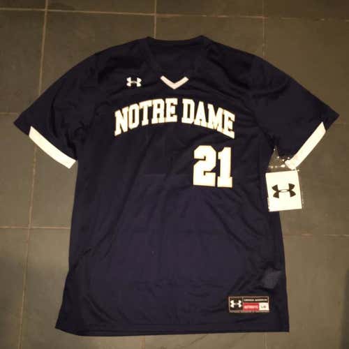New Under Armour NOTRE DAME FIGHTING IRISH #21 Baseball Jersey Large SEWN