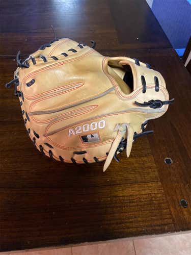 Yellow Used Catcher's A2000 33" Baseball Glove