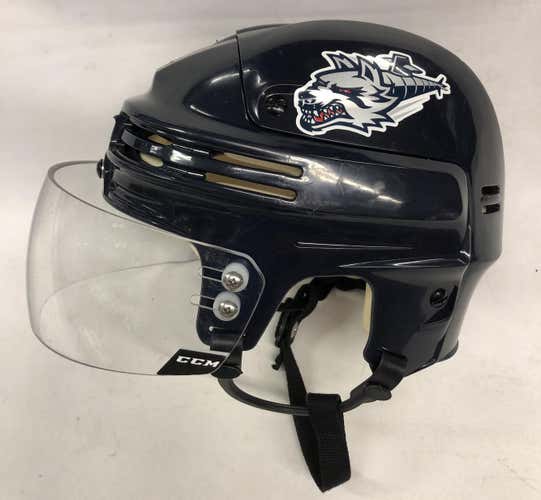 BAUER 4500 PRO STOCK HOCKEY HELMET NAVY MEDIUM WOLFPACK #9 AHL CCM VISOR (6616)