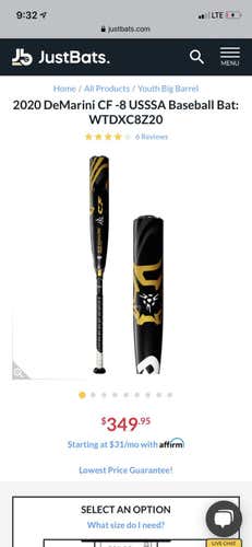 Used USSSA Certified DeMarini CF 29" Bat