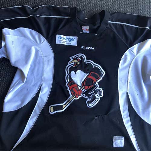 AHL Wilkes-Barre Scranton Penguins Black Goalie Cut CCM Pro Stock Practice Jersey 58G
