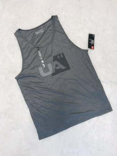 NEW Men's Under Armour Heatgear Tank Loose Fit Size L 1317576-019 GRAY