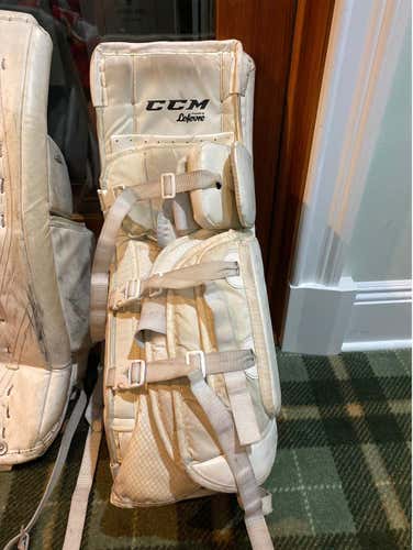 White Used 28" CCM Premier R1.5  Goalie Leg Pads