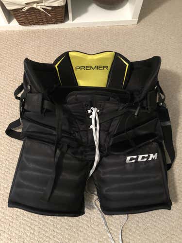 Black Senior CCM Premier Pro Hockey Goalie Pants (Large)