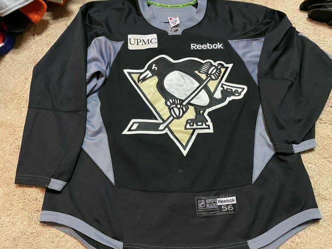 PITTSBURGH PENGUINS Black Reebok 2 PRO stock NHL Practice Worn Used Jersey 56 a