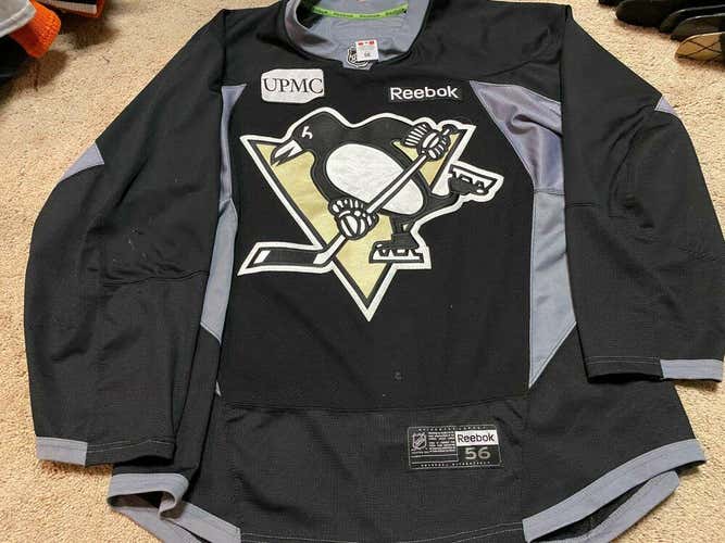 PITTSBURGH PENGUINS Black Reebok 2 PRO stock NHL Practice Worn Used Jersey 56 b