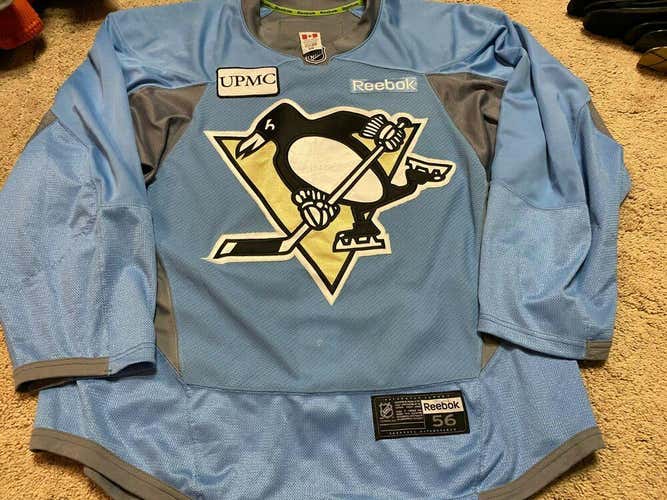 PITTSBURGH PENGUINS L Blue Reebok 2.0 PRO stock NHL Practice Worn Used Jersey 56