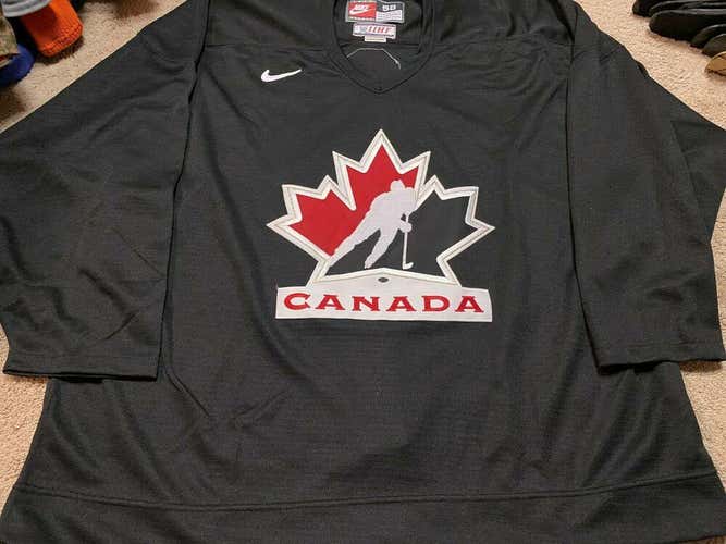 TEAM CANADA Black NIKE PRO stock IIHF Practice Issued Hockey Jersey 58 NEW