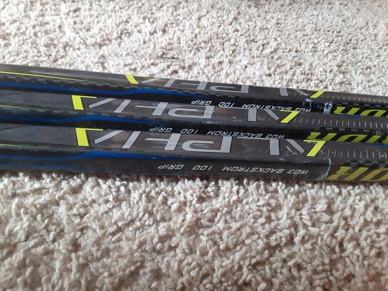 Used Senior Warrior Right Handed Alpha QX Pro Hockey Stick Heel Pattern Pro Stock