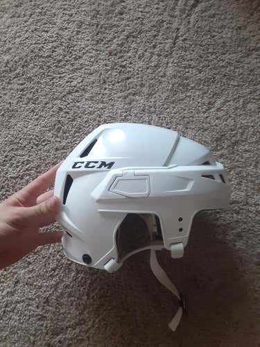 White Used Large CCM Vector V05 Helmet Pro Stock