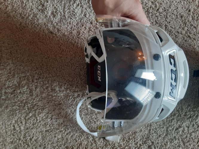 White Used Medium CCM Resistance Helmet Pro Stock