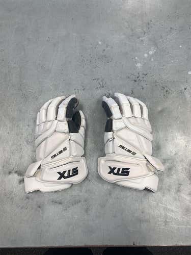White Used STX Stallion HD 13" Lacrosse Gloves